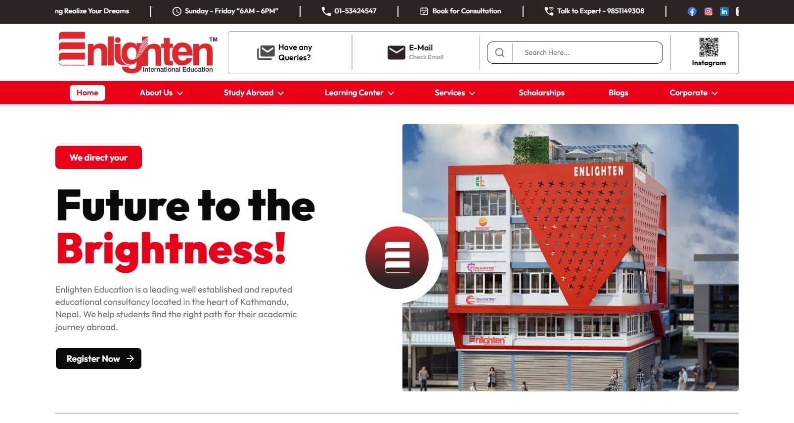 Enlighten education consultancy website design