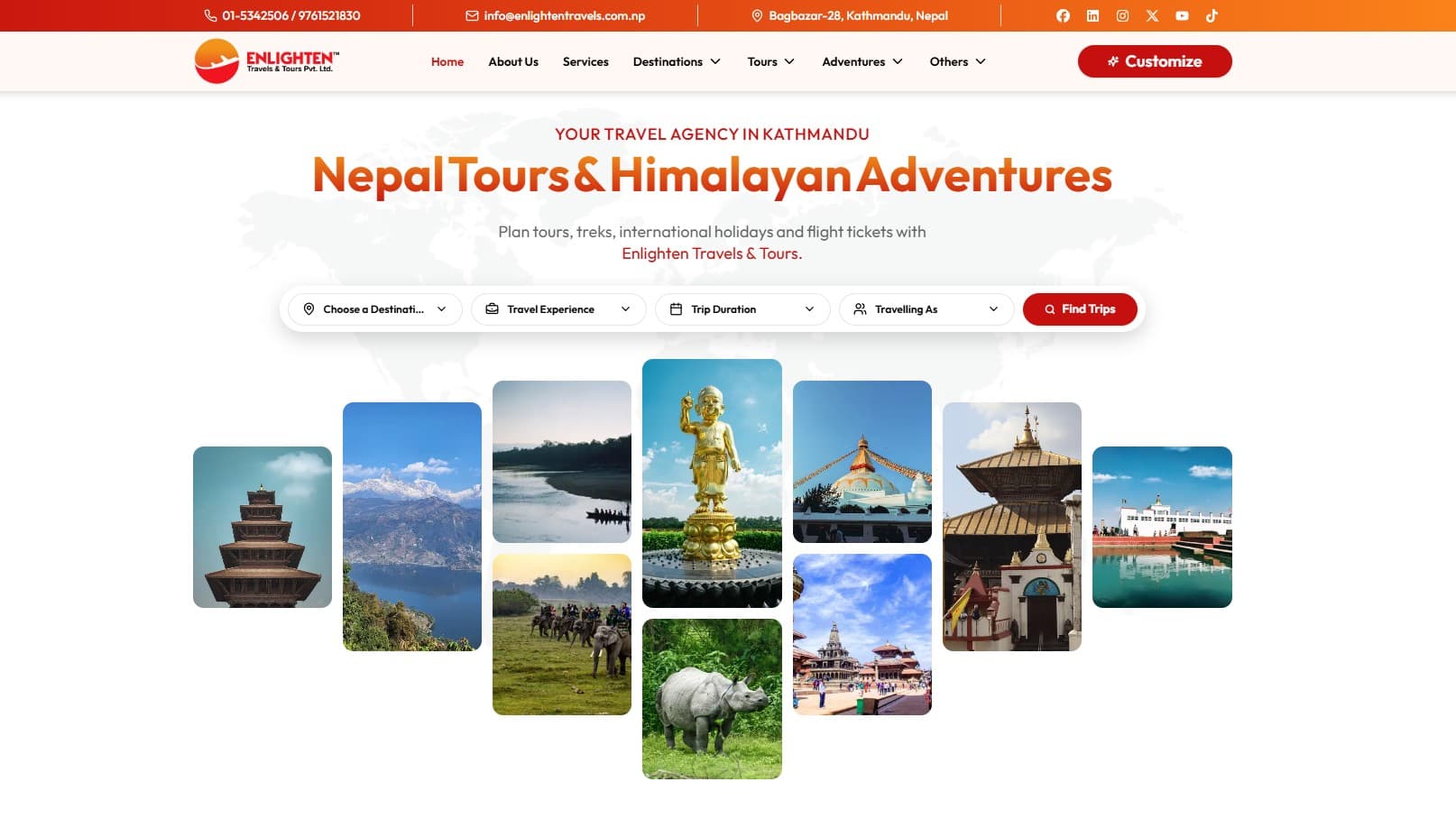 Enlighten Travels website design